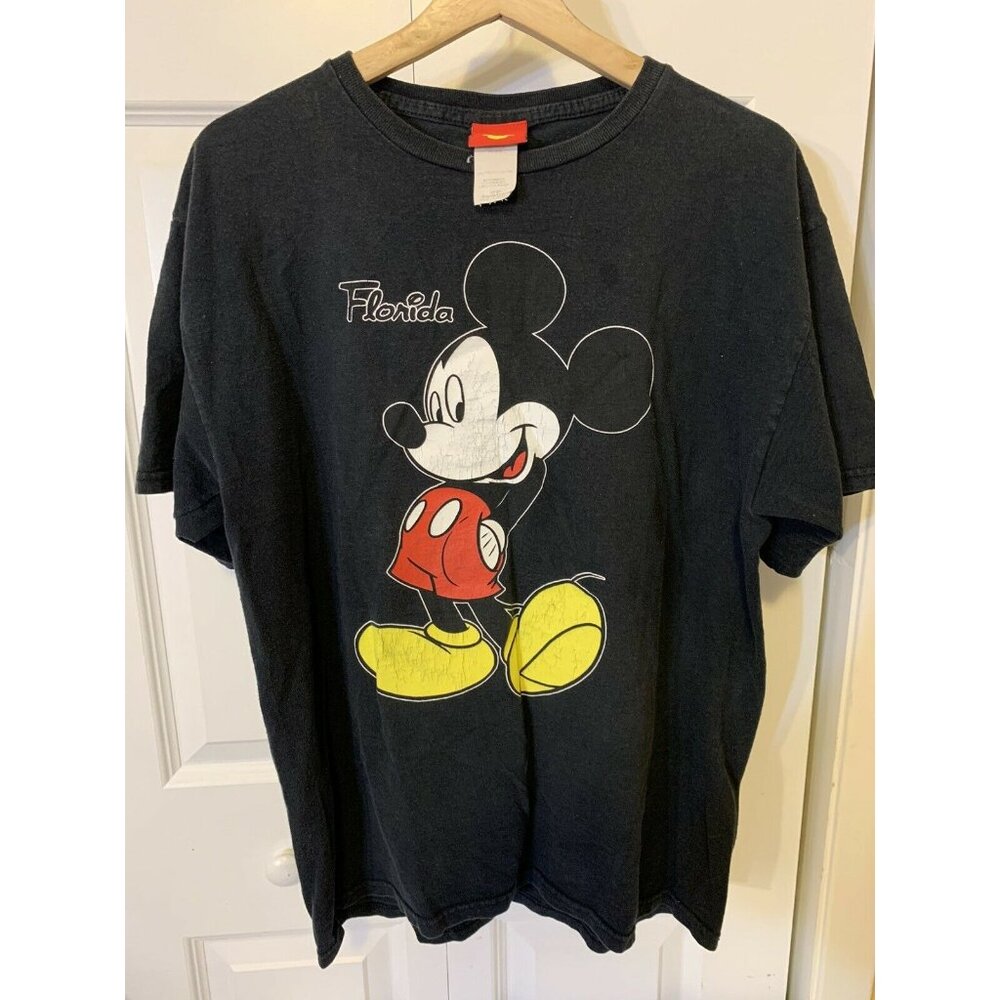 VIntage Disney World Mickey Mouse‎ Florida T-Shirt Sz Large Black Jerry Leigh
